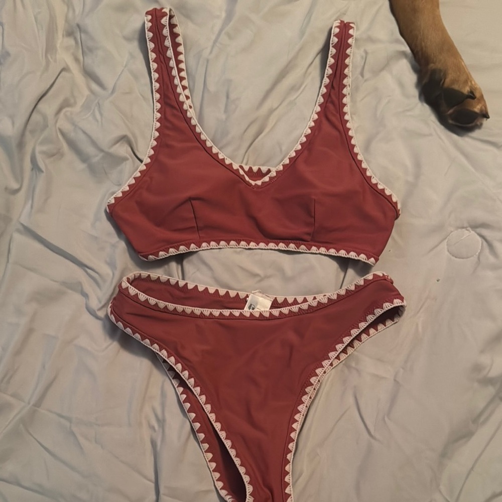Cupshe Red Bikini with White Trim